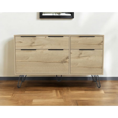 Homeroots 47" Natural Four Drawer Double Dresser 543995