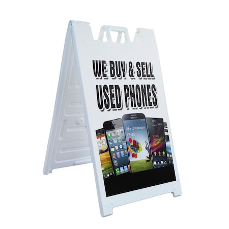 Signmission We Buy & Sell Used Phones, A-Frame & 2 Sign Inserts, Heavy-Duty Plastic Frame SBHD-C-2436-We Buy & Sell Used Phones