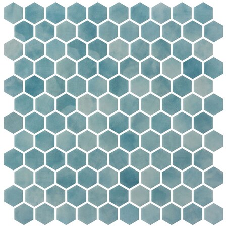 Andova Tiles Watelle Honeycomb Marble Look Recycled Matte Glass  Hexagon Mosaic Wall & Floor Mosaic Tile ANDWAT1322