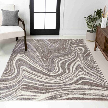 Jonathan Y Eleni Contemporary Glam Abstract Marble Brown/Cream 4 ft. x 6 ft. Area Rug SEU301B-4