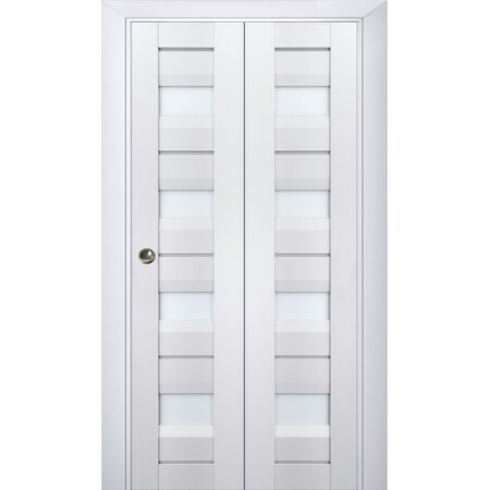 Sartodoors Sliding Closet Bi-fold Doors White Solid Core Modern Interior VEREGIO7455BF-WS-84 x 80 (2* 42x80)