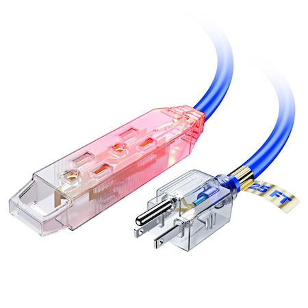 Maximm 25ft 16AWG 3-Outlet Lighted Extension Cord, ETL, Blue C-BL-PO-CL-04L/052P_25FT