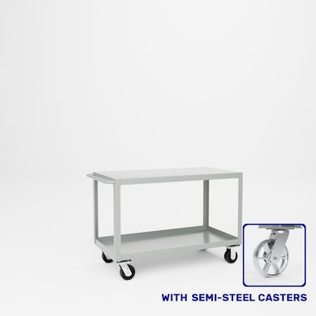 Pucel Heavy Duty Shop Truck, 48 in W x 24 in D x 33.5 in H, Two Shelves, Push Handle, Gray 2448-DT-2S