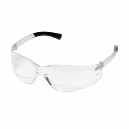 Mcr Safety Magnifier Option Bi-Focal Single Lens Safety Reading Glasses, +2 Diopter, Clear Lens BKH20