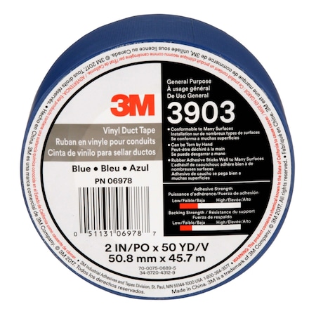 3M Duct Tape, Blue, 50 yd L, 2 in W 3903