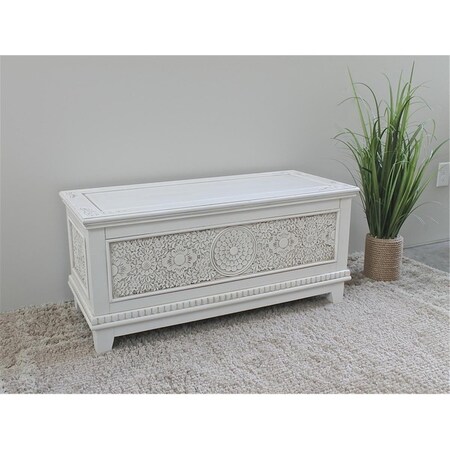 Manmade Windsor Carved Wood Trunk, Antique White MA2998590