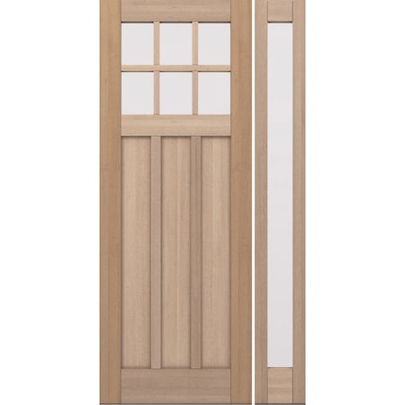 Doornmore CRF-P3G6, 51.5" x 98" ( 36" Door + 12" Side) Right Hand, Mahogany SDL 6 Lite Exterior Door CRF-P3G6-SW-3696-G101-SL_1-1_RI