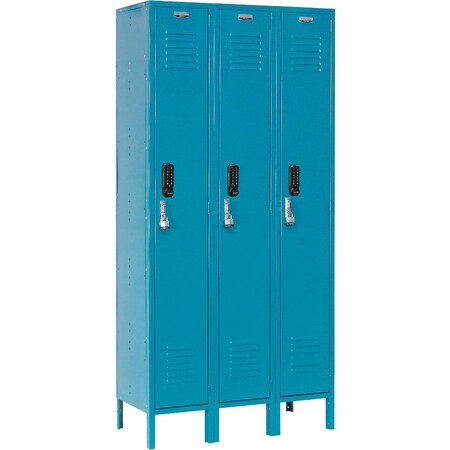 Global Industrial 1-Tier 3 Door Digital Locker, 36"W x 12"D x 66"H, Blue, Unassembled 413227