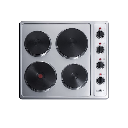 Summit 24in Wide 230V 4-Burner Solid Disk Cooktop CSD4B24