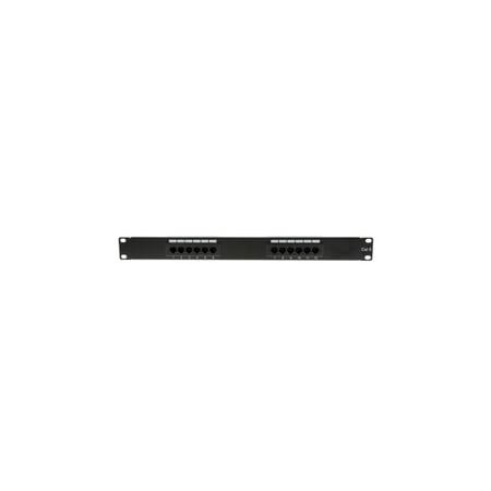 Cable Wholesale Rackmount 12 Port Cat6 Patch Panel, Horizontal, 110 Type, 568A & 568B Compatible, 1U 69BK-06012