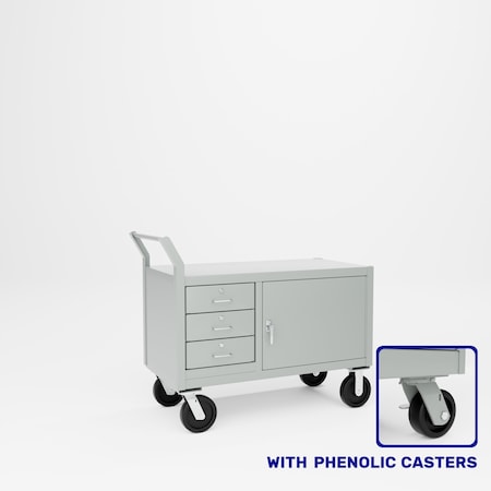 Pucel Mobile Maintenance Centers, 48 in W x 33 in H x 24 in D, 3 Drawers Door, Light Blue MDD-2448-8P