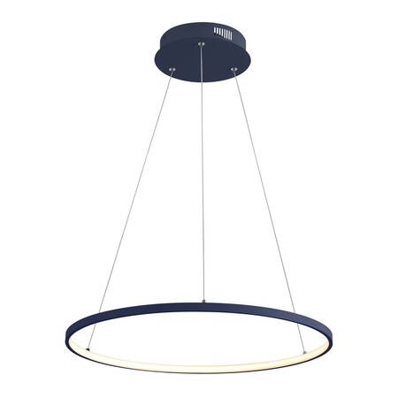 Jonathan Y Brice 23.75" Modern Contemporary Metal Round Dimmable Integrated LED Pendant, Navy JYL7203F