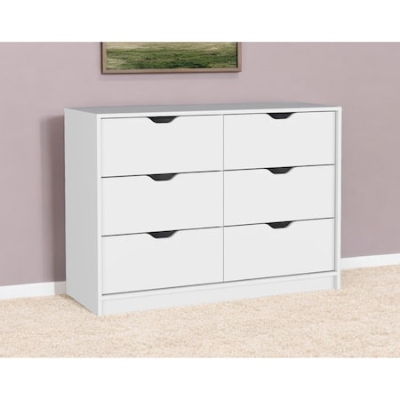 Homeroots 42" White Six Drawer Double Dresser 544054