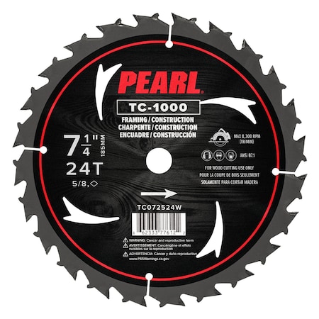 Pearl Carbide Tooth Wood Blade 7-1/4 in. 24T 5/8 in. DM TC072524W