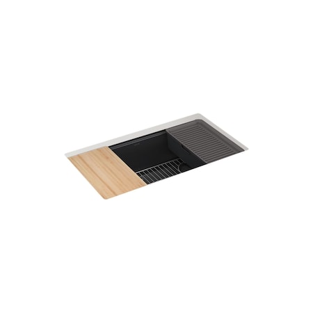 Kohler Billings 32-1/2 undermount single-bowl workstation kitchen sink Matte Black 33710-PC-CM1