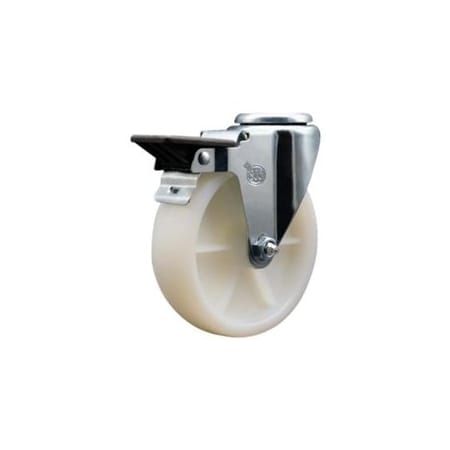 Service Caster 5'' Nylon Wheel Swivel Bolt Hole Caster with Posi Lock Brake SCC-BH20S514-NYS-PLB