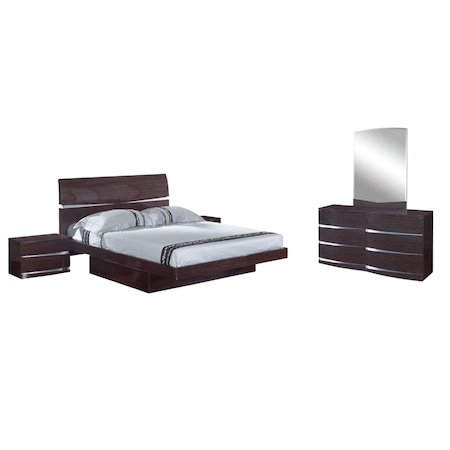 Homeroots Four Piece Wood Brown Solid Wood Bedroom Set With Mirror 343926