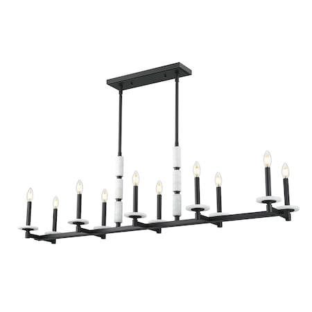 Z-Lite Kaden 10-Light Linear Chandelier, 12 in W, Matte Black 3045-10L-MB