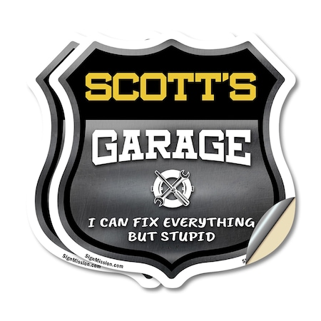 Signmission Scott's Garage I Can Fix Everything But Stupid, 6 inch X 6 inch, Vinyl Decal, 2PK SHI-D-2PACK-6-490-SCOTT