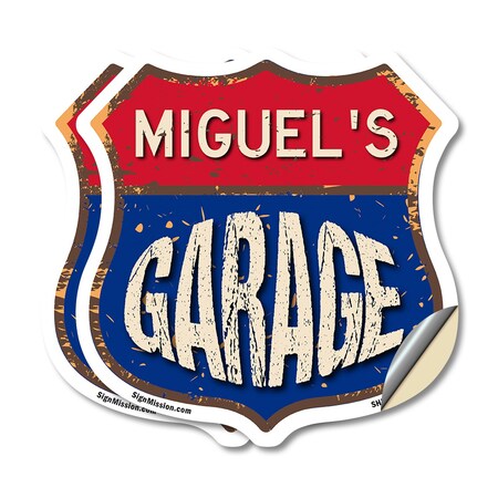 Signmission Miguel's Garage, 18 inch X 18 inch, Vinyl Decal, 2PK SHI-D-2PACK-18-383-MIGUEL