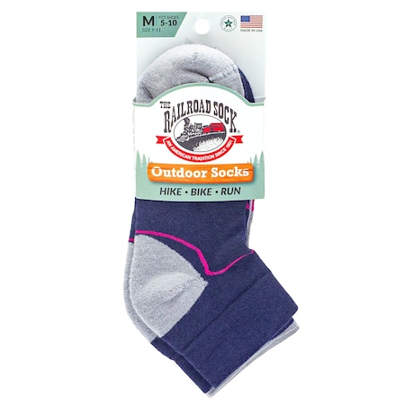 Railroad Sock Unisex Outdoor Quarter Socks, Wool/Nylon/Spandex, Grey/Pink, 5-10 W; 4-7.5 M, 2 PK OD291QUP