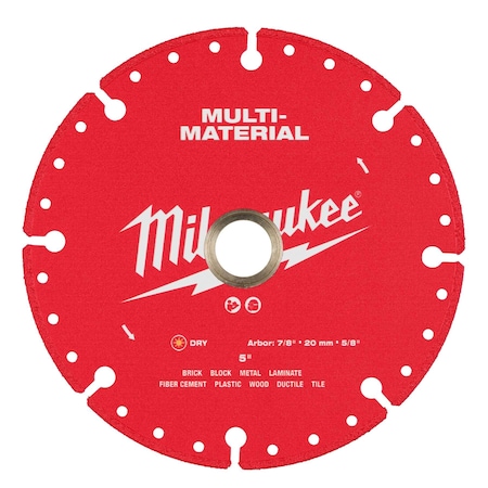 Milwaukee Tool DiamondSawBlade, Diam:5", Arbor:5/8", 7/8" 49-93-9605