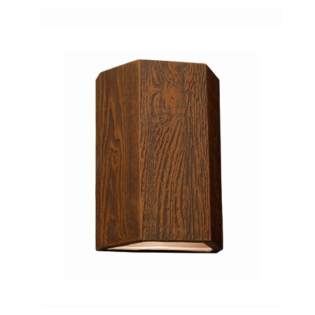 Luxury Lighting Oakheart 13 in Tall Wood-Look Ceramic 3-Sided LED Outdoor Wall Light, 2PK (2) TL194-Brk-ud-7