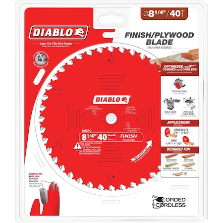Diablo 8-1/4'' 40-Tooth Finish Circular Saw Blade D0840X