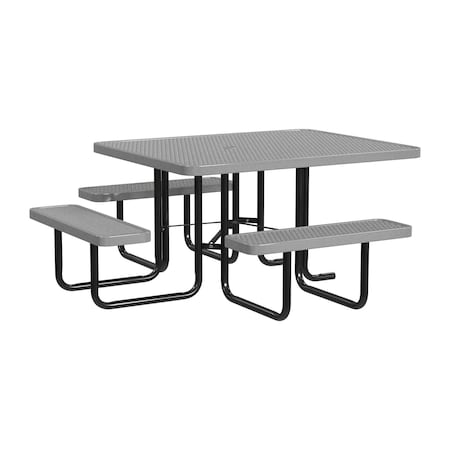 Leisure Craft 46" Square ADA Accessible Outdoor Picnic Table with 3 Bench Seats, Granite T46SQP-ADA-GRANITE