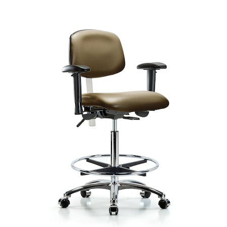 Blue Ridge Ergonomics Vinyl Clean Room Chair, Adjustable Arms BR-NCR-VHBCH-CR-T1-A1-CF-CC-8809