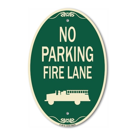 Signmission No Parking Fire Lane, 12 Inch X 18 Inch Designer, Heavy Gauge Aluminum A-OV-G-1218-9824