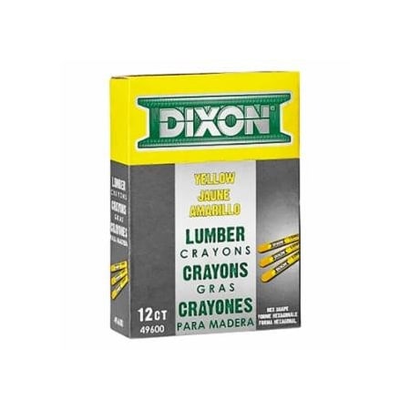 Dixon Ticonderoga Lumber Crayon, 1/2 in dia x 4-1/2 in L, Yellow, 12PK 464-49600