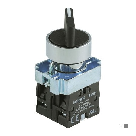Noark Selector switch - Ex9PB - 1200505 - Rotary knob - Black handle - 2-positions - Locking - 2NO EX9PBD23