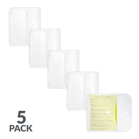 C-Line Products 8-1/2" x 11" Clear Super Heavyweight Poly Binder Pockets, 5/PK, 10PK/BX, 4BX/CT 57537-BX