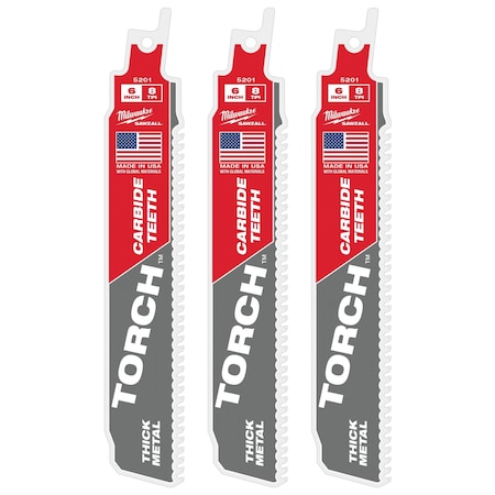 Milwaukee Tool 6 in x 8 TPI Reciprocating Saw Blade, 3 PK 48-00-5301