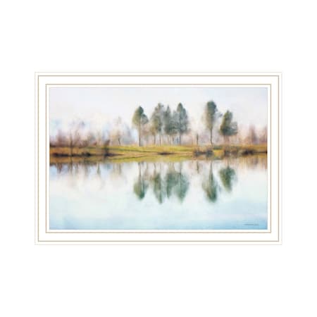 Homeroots Lake Reflections White Framed Print Wall Art 529632