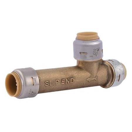 Sharkbite Max Pipe Tee, 3/4 x 3/4 x 3/4 in, PTC, Brass, 250 psi Pressure UR3370A