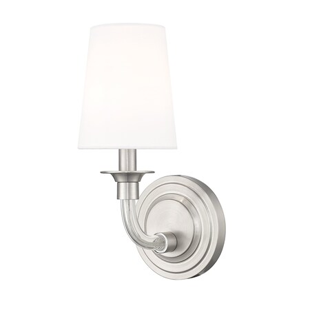 Z-Lite Katerina 1 Light Wall Sconce, Brushed Nickel/White, 5.25 In W 1950-1S-BN