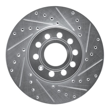 Dynamic Friction Co DFC Brake Rotor - Drilled and Slotted - Silver 631-74028R