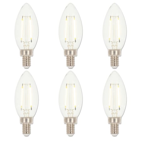 Westinghouse Bulb LED Dimmable 2W 120V B11 Filament 2700K Clear E12 Candelabra Base, 6PK 5059220