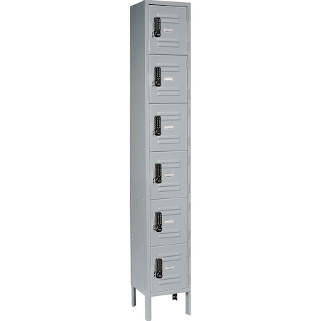 Global Industrial 6-Tier 6 Door Digital Locker, 12"Wx15"Dx78"H, Gray, Unassembled 413211