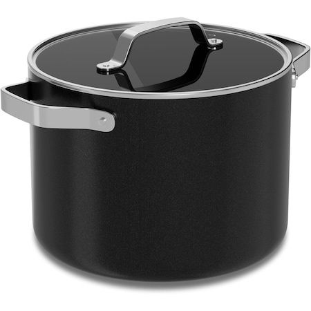 Bakkenmaster 8.5-Qt Ceramic Coated Stock Pot with Lid, Nonstick, Oven Safe, PTFE and PFAS Free, Black BKCRSTKPTBL8KK