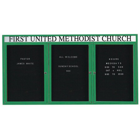 Aarco Outdoor Enclosed Directory w/ Al Frame Header, Powder Coated Green, 48''Hx96''W OADC4896-3HG