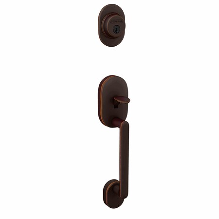 Schlage Residential Remsen Exterior Active Handleset Only with C Keyway Aged Bronze Finish F58RMN716
