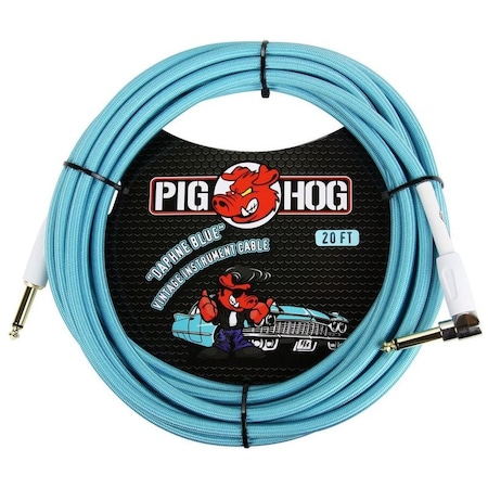 Pig Hog ''Daphne Blue'' Woven Jacket Tour Grade Instrument Cable, 20-foot Right Angle PCH20DBR