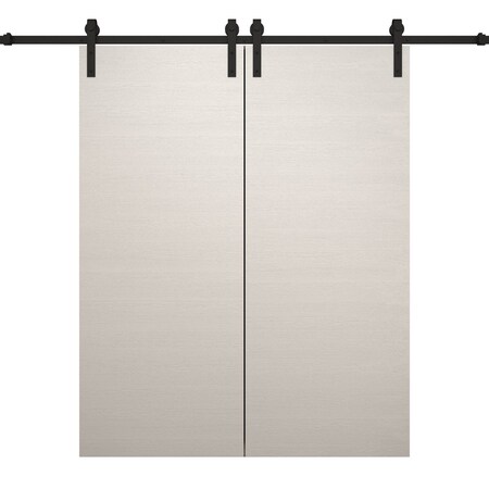 Sartodoors Modern Double Barn Door 48 x 96 inches, Ego 5000 Painted White Oak, 13FT Rail Track Set, Solid Pa EGO5000DB-PWO-4896