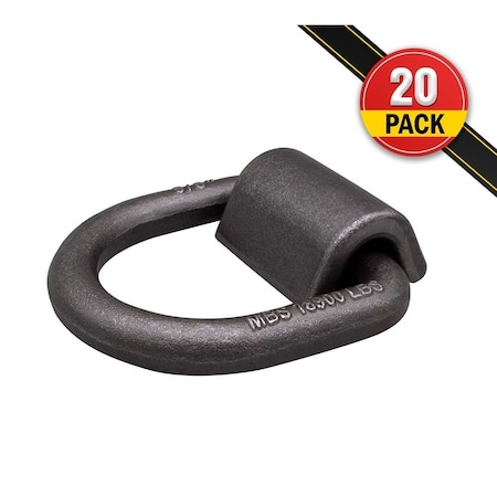 Mytee Products 5/8in Heavy Duty Weld-On Forged D Ring 18,900 Lbs, 20PK D-Ring58-Wx20