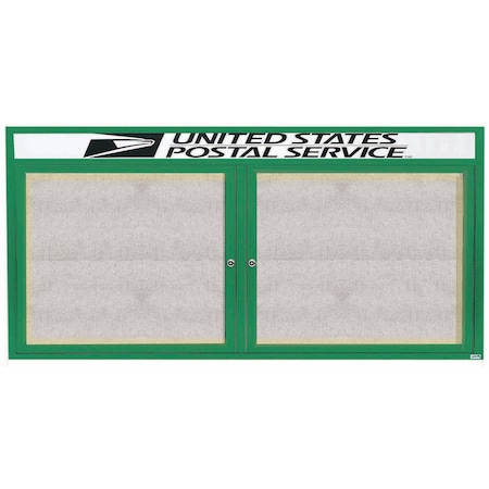 Aarco Illuminated Outdoor Enclosed Bulletin Board w/ Al Frame Header, Powder Coated Green, 36''Hx72''W ODCC3672RHIG
