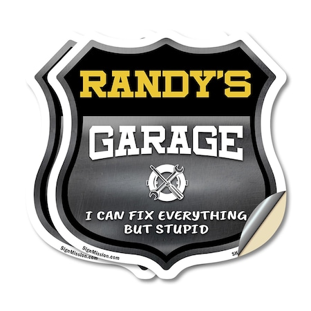 Signmission Randy's Garage I Can Fix Everything But Stupid, 18 inch X 18 inch, Vinyl Decal, 2PK SHI-D-2PACK-18-490-RANDY