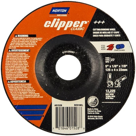 Norton Co 5 x 0.87 in. Clipper Classic Grinding Wheel 2027314